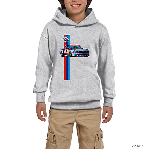 BMW Bavarian Motor Works Gri Çocuk Kapşonlu Sweatshirt