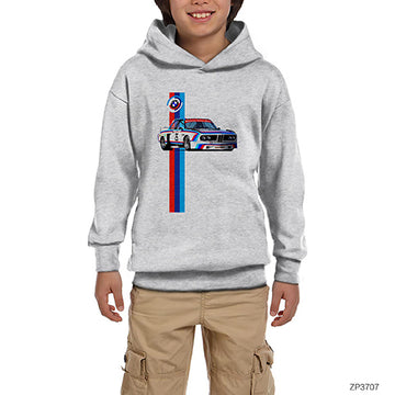 BMW Bavarian Motor Works Gri Çocuk Kapşonlu Sweatshirt