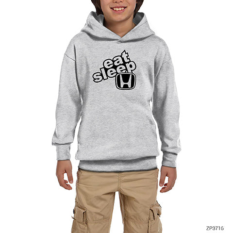 Eat Sleep Honda Gri Çocuk Kapşonlu Sweatshirt