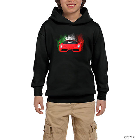 Ferrari Colored Smoke Siyah Çocuk Kapşonlu Sweatshirt