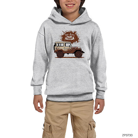 Jeep Get Dirty Gri Çocuk Kapşonlu Sweatshirt