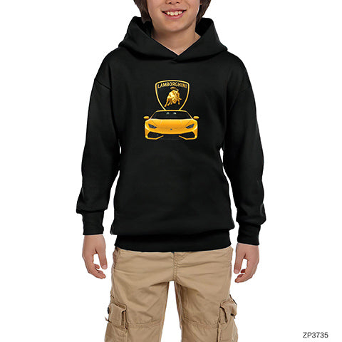 Lamborghini Huracan Siyah Çocuk Kapşonlu Sweatshirt