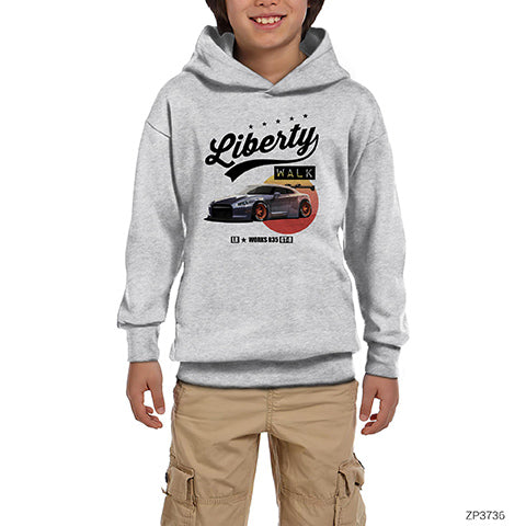 Liberty Walk Nissan Gtr T 35 Gri Çocuk Kapşonlu Sweatshirt