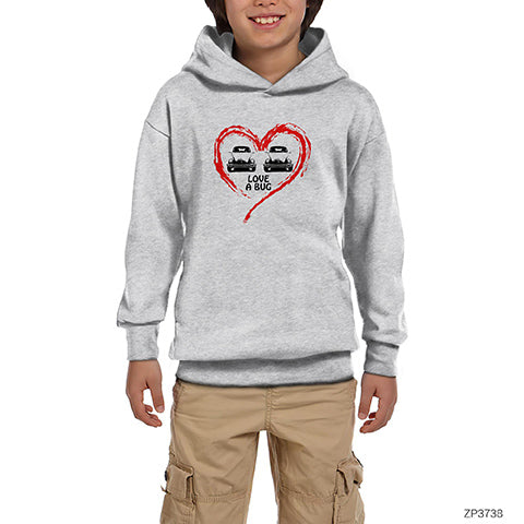 Love A Bug Gri Çocuk Kapşonlu Sweatshirt