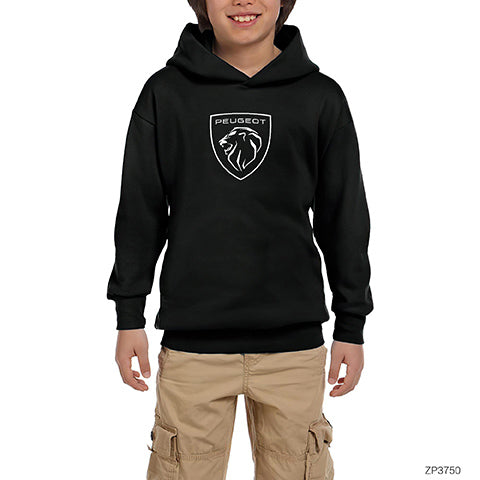 Peugeot Logo Siyah Çocuk Kapşonlu Sweatshirt