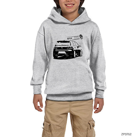 Volkswagen Golf Gri Çocuk Kapşonlu Sweatshirt