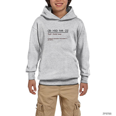 C8-H10-N4-02 Gri Çocuk Kapşonlu Sweatshirt