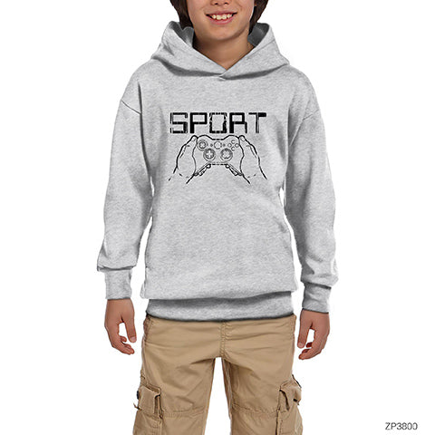 E-Sport Gamer Gri Çocuk Kapşonlu Sweatshirt