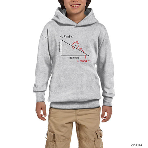 I Found It Geometri Gri Çocuk Kapşonlu Sweatshirt