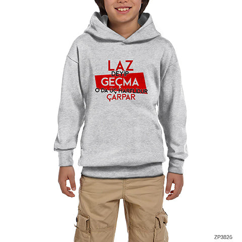 Laz Deyip Geçma Gri Çocuk Kapşonlu Sweatshirt