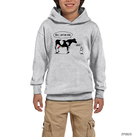 Milk Im Your Father Gri Çocuk Kapşonlu Sweatshirt