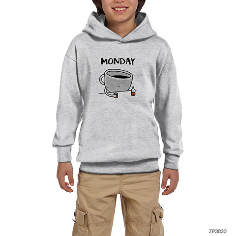 Monday Pazartesi Gri Çocuk Kapşonlu Sweatshirt