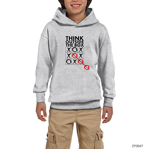 Think Outside the Box Gri Çocuk Kapşonlu Sweatshirt