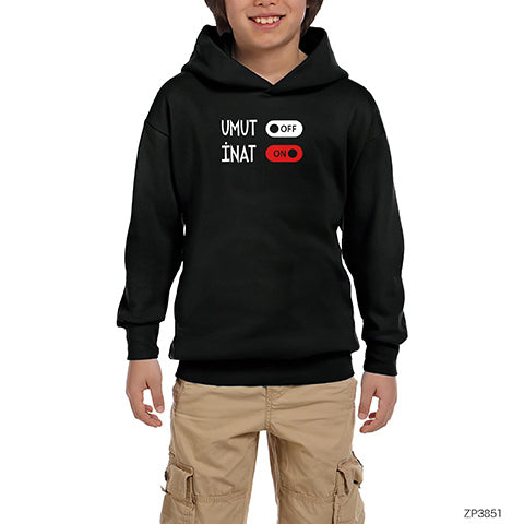 Umut ve İnat Siyah Çocuk Kapşonlu Sweatshirt