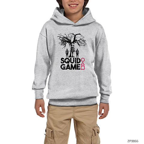 Squid Game Doll Bebek Gri Çocuk Kapşonlu Sweatshirt