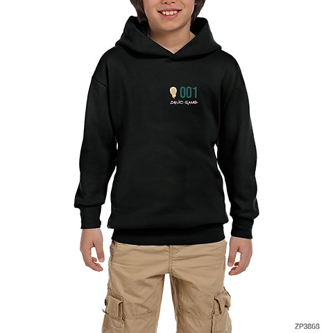 Squid Game Gamer 001 Siyah Çocuk Kapşonlu Sweatshirt