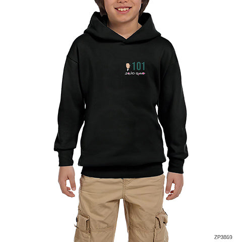 Squid Game Gamer 101 Siyah Çocuk Kapşonlu Sweatshirt