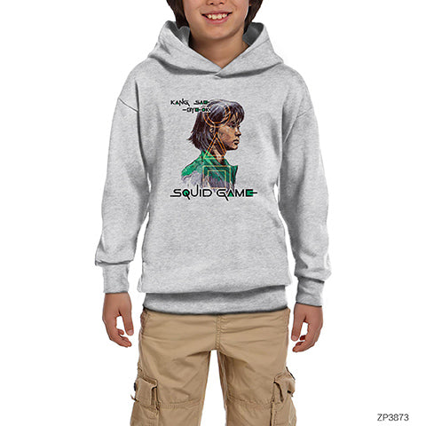 Squid Game Kang Sae-byeok Gri Çocuk Kapşonlu Sweatshirt