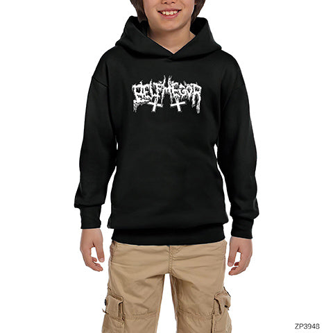 Belphegor Logo Siyah Çocuk Kapşonlu Sweatshirt