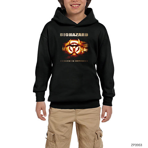 Biohazard Reborn In Defiance Siyah Çocuk Kapşonlu Sweatshirt