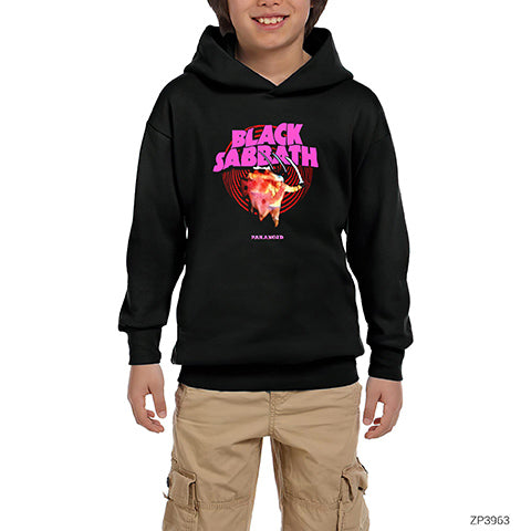 Black Sabbath Paranoid Black Siyah Çocuk Kapşonlu Sweatshirt