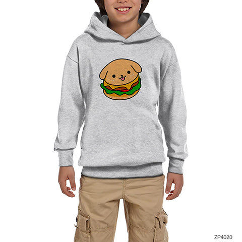 Burger Dog Gri Çocuk Kapşonlu Sweatshirt