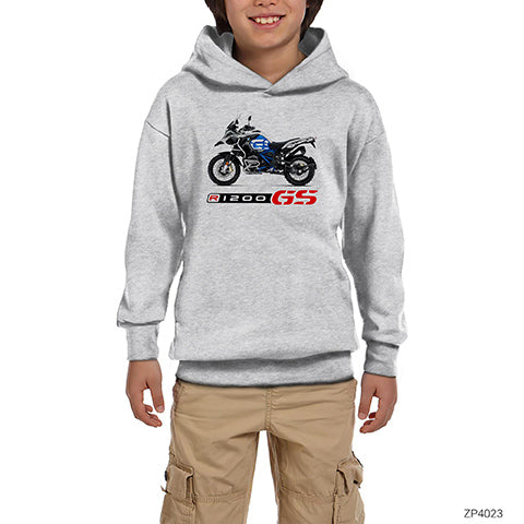 BMW R1200GS Gri Çocuk Kapşonlu Sweatshirt