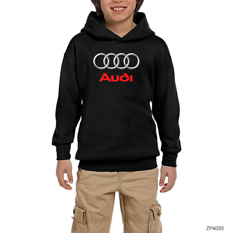 İndirimli Audi Logo Siyah Çocuk Kapşonlu Sweatshirt