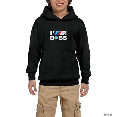 BMW IM BOSS Siyah Çocuk Kapşonlu Sweatshirt