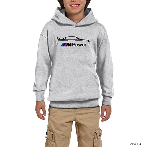 BMW M Power Lite Gri Çocuk Kapşonlu Sweatshirt