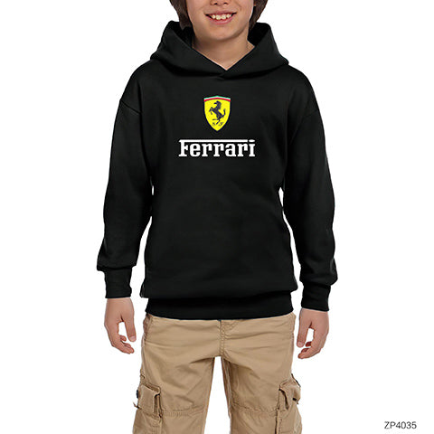 Ferrari in Italy Siyah Çocuk Kapşonlu Sweatshirt