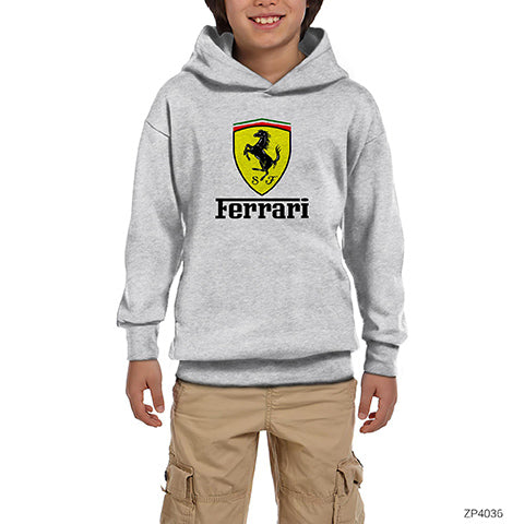 Ferrari Lite Gri Çocuk Kapşonlu Sweatshirt