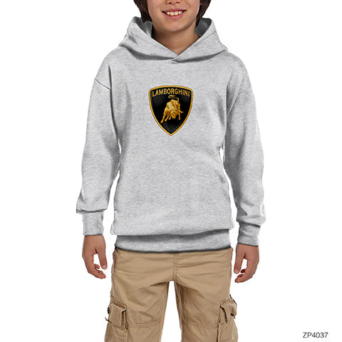 Lamborghini Classic Gri Çocuk Kapşonlu Sweatshirt