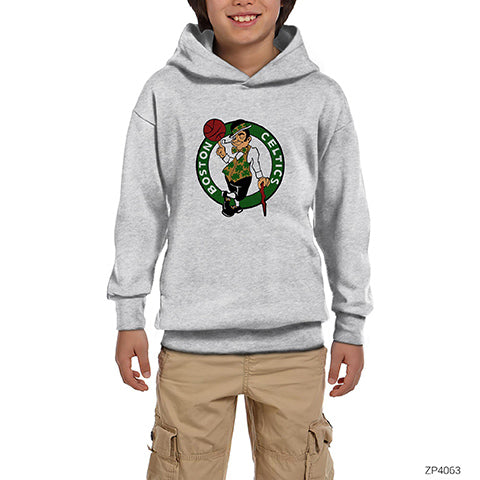 Boston Celtic Gri Gri Çocuk Kapşonlu Sweatshirt