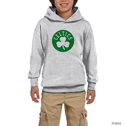 Boston Celtics Yonca Logo Gri Çocuk Kapşonlu Sweatshirt