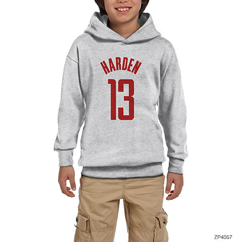 James Harden 13 Gri Çocuk Kapşonlu Sweatshirt