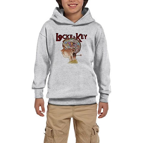 Locke Key Brain Gri Çocuk Kapşonlu Sweatshirt