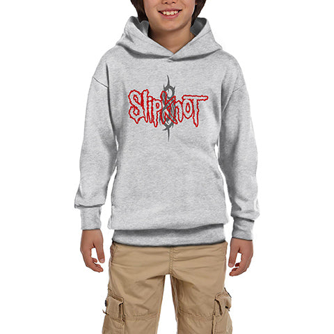 Slipknot Logo Gri Çocuk Kapşonlu Sweatshirt