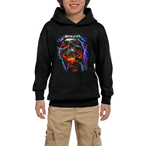 Metallica Skull Guitar Siyah Çocuk Kapşonlu Sweatshirt