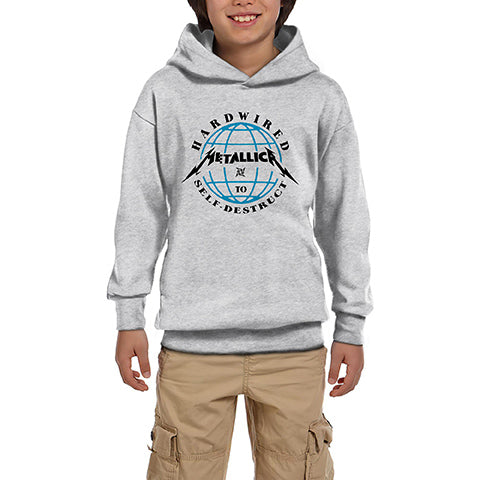 Metallica Hardwired Gri Çocuk Kapşonlu Sweatshirt
