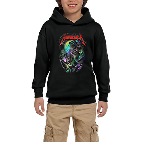 Metallica Rainbow Skull Time Siyah Çocuk Kapşonlu Sweatshirt