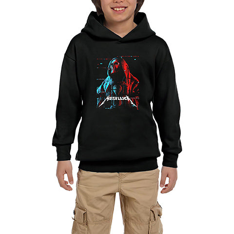 Metallica Red Blue Siyah Çocuk Kapşonlu Sweatshirt