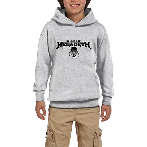 Megadeth 35 Years Of Gri Çocuk Kapşonlu Sweatshirt