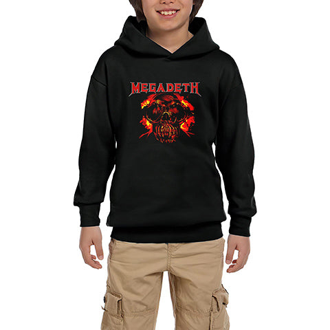 Megadeth Burn Skull Siyah Çocuk Kapşonlu Sweatshirt