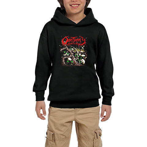 Obituary Skull Stairs Siyah Çocuk Kapşonlu Sweatshirt