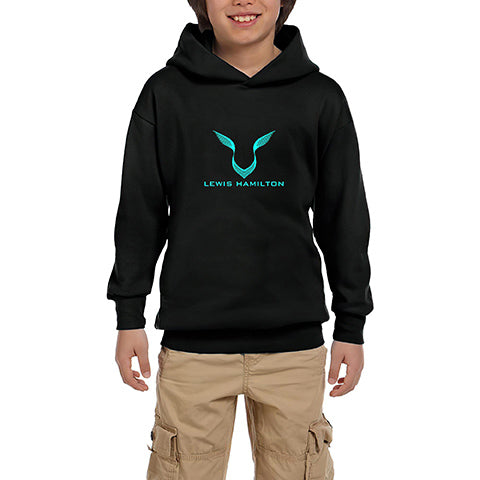 Lewis Hamilton Logo 2 Siyah Çocuk Kapşonlu Sweatshirt