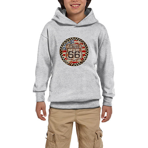 Route66 US Gri Çocuk Kapşonlu Sweatshirt