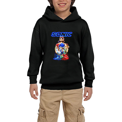 Sonic 2 Siyah Çocuk Kapşonlu Sweatshirt