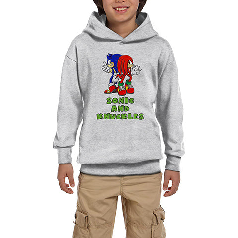 Sonic and Knuckles Gri Çocuk Kapşonlu Sweatshirt