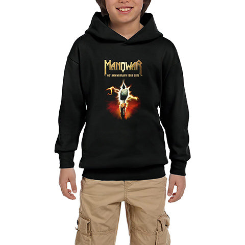 Manowar 40th Anniversary Tour 2021 Siyah Çocuk Kapşonlu Sweatshirt